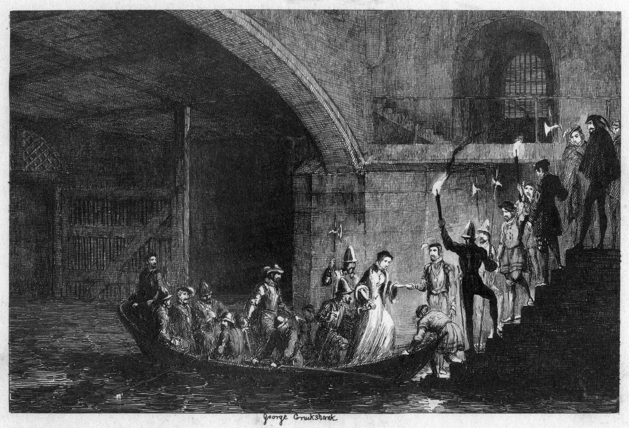 Dronning Jane og Lord Guilford Dudley brakt tilbake til tårnet, 1553 1840 av George Cruikshank
