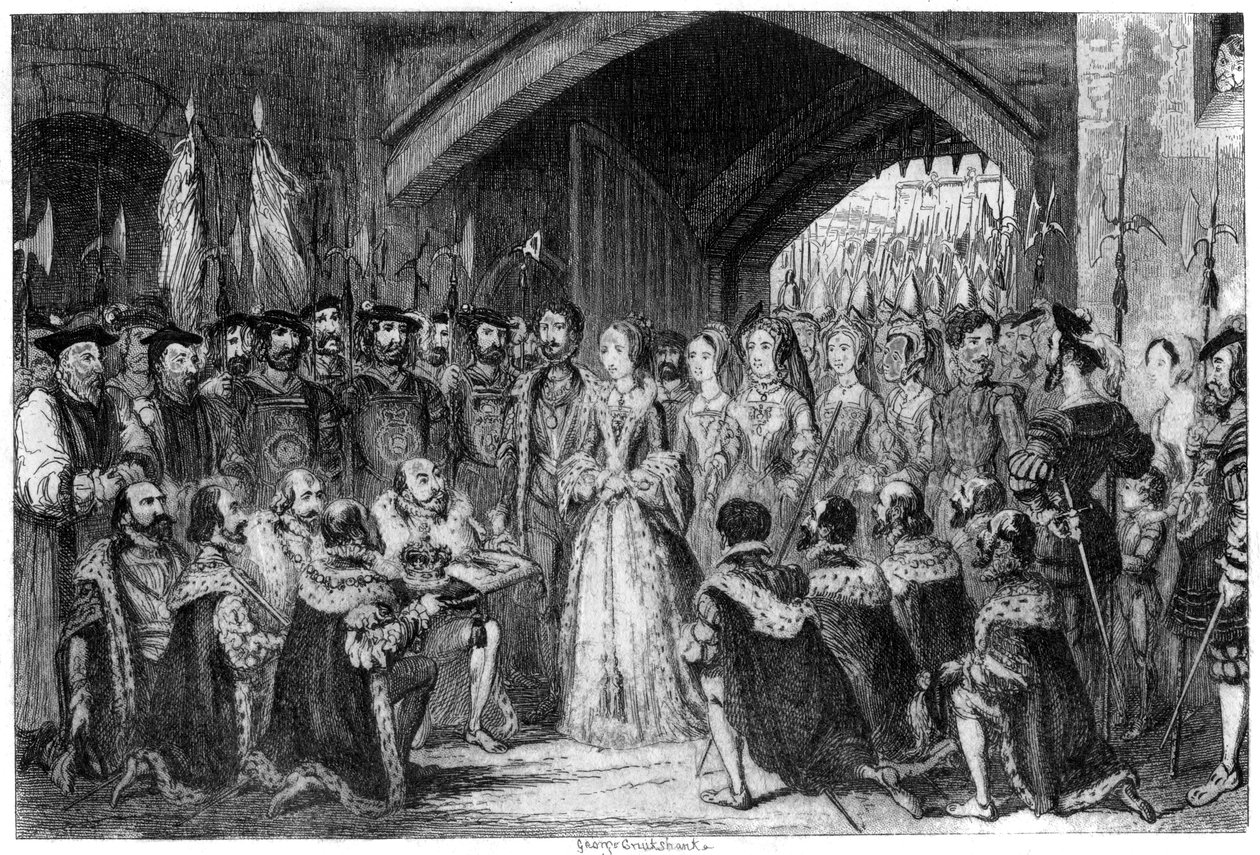 Dronning Janes inngang til tårnet, 1553 1840 av George Cruikshank