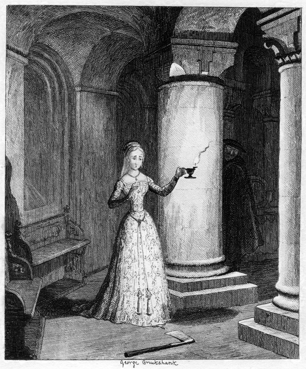 Dronning Janes første natt i tårnet, 1553 1840 av George Cruikshank