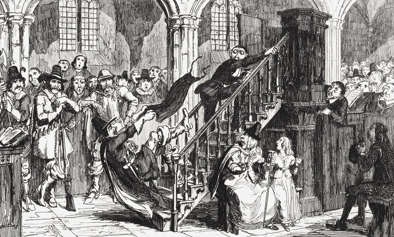 Pastor Holdenough under en tjeneste, illustrasjon fra 