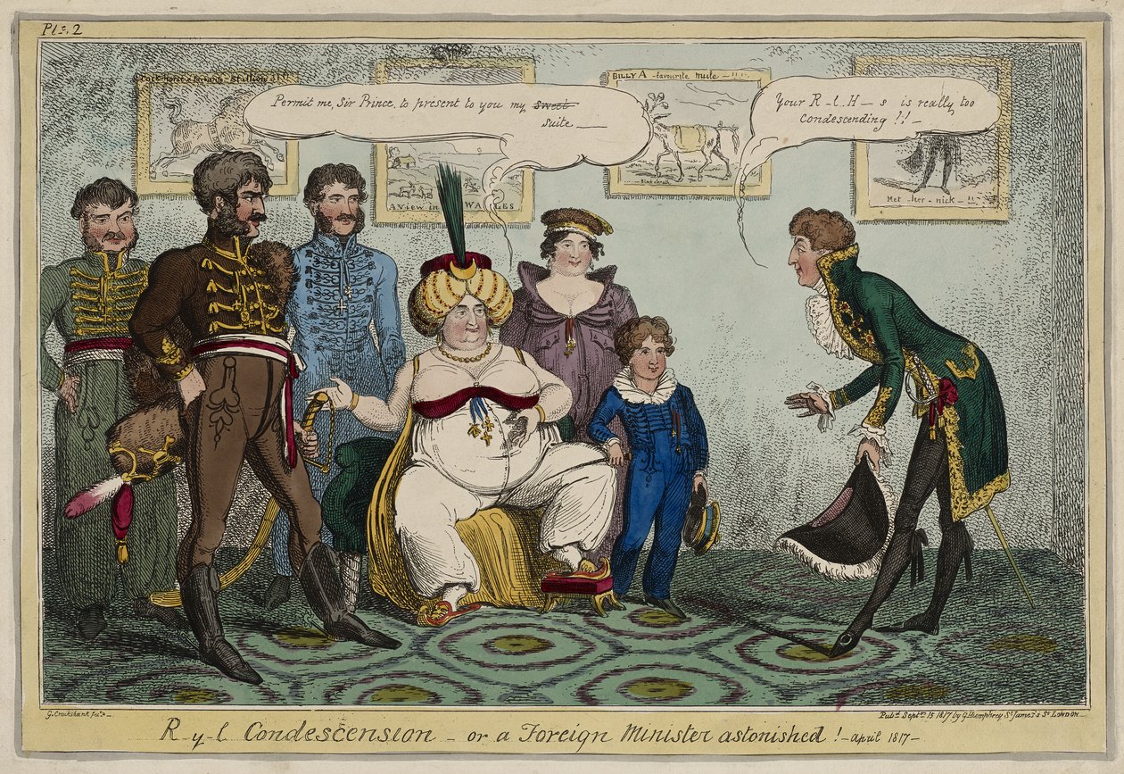 Kongelig nedlatenhet eller, en utenriksminister overrasket! - april 1817 - 15. september av George Cruikshank
