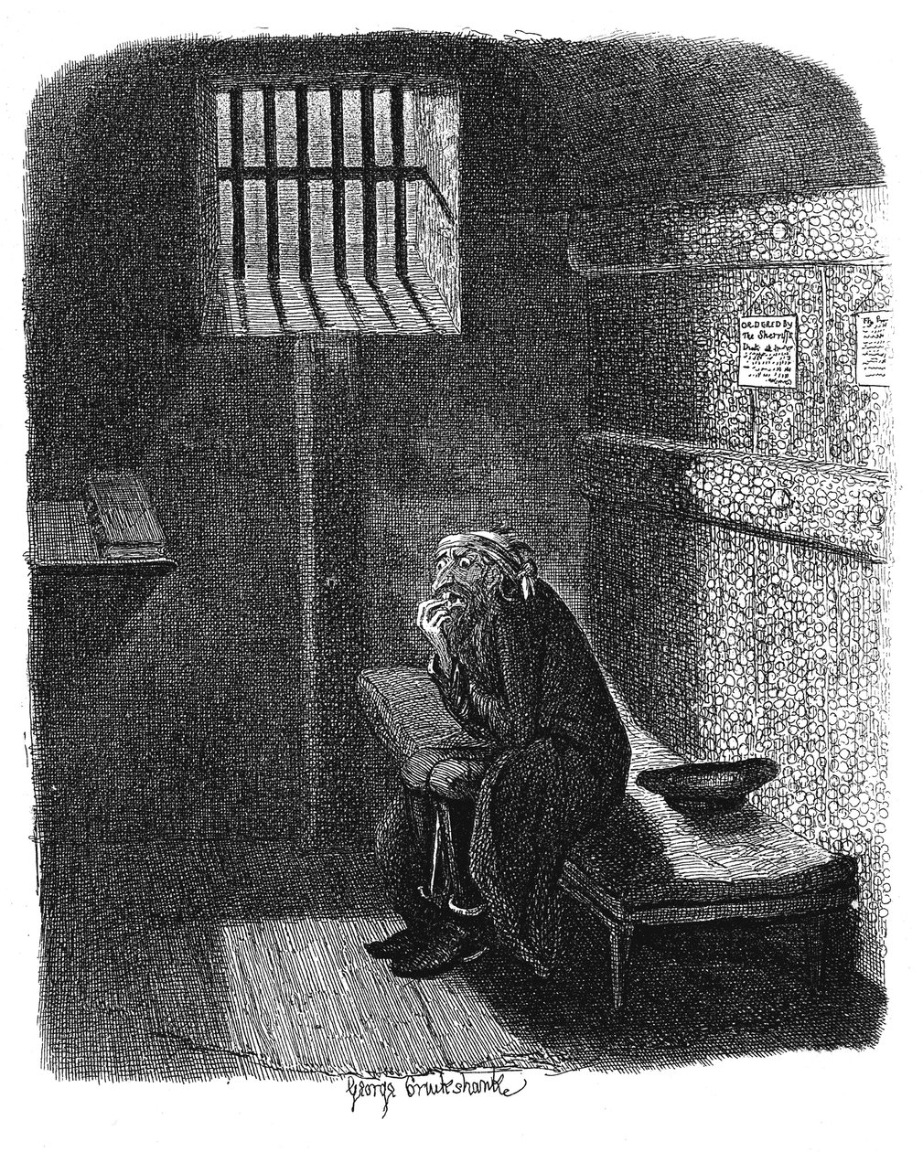 Scene fra Oliver Twist av Charles Dickens, 1837 av George Cruikshank