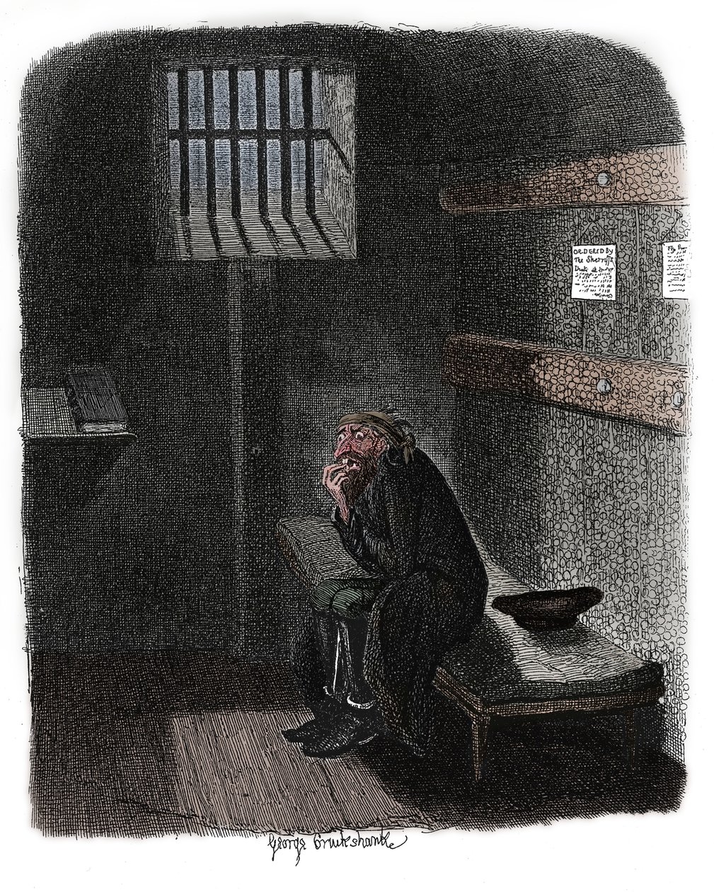 Scene fra Oliver Twist av Charles Dickens, 1837 av George Cruikshank