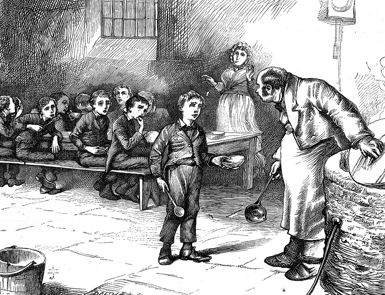 Scene fra Oliver Twist av Charles Dickens, 1871 av George Cruikshank