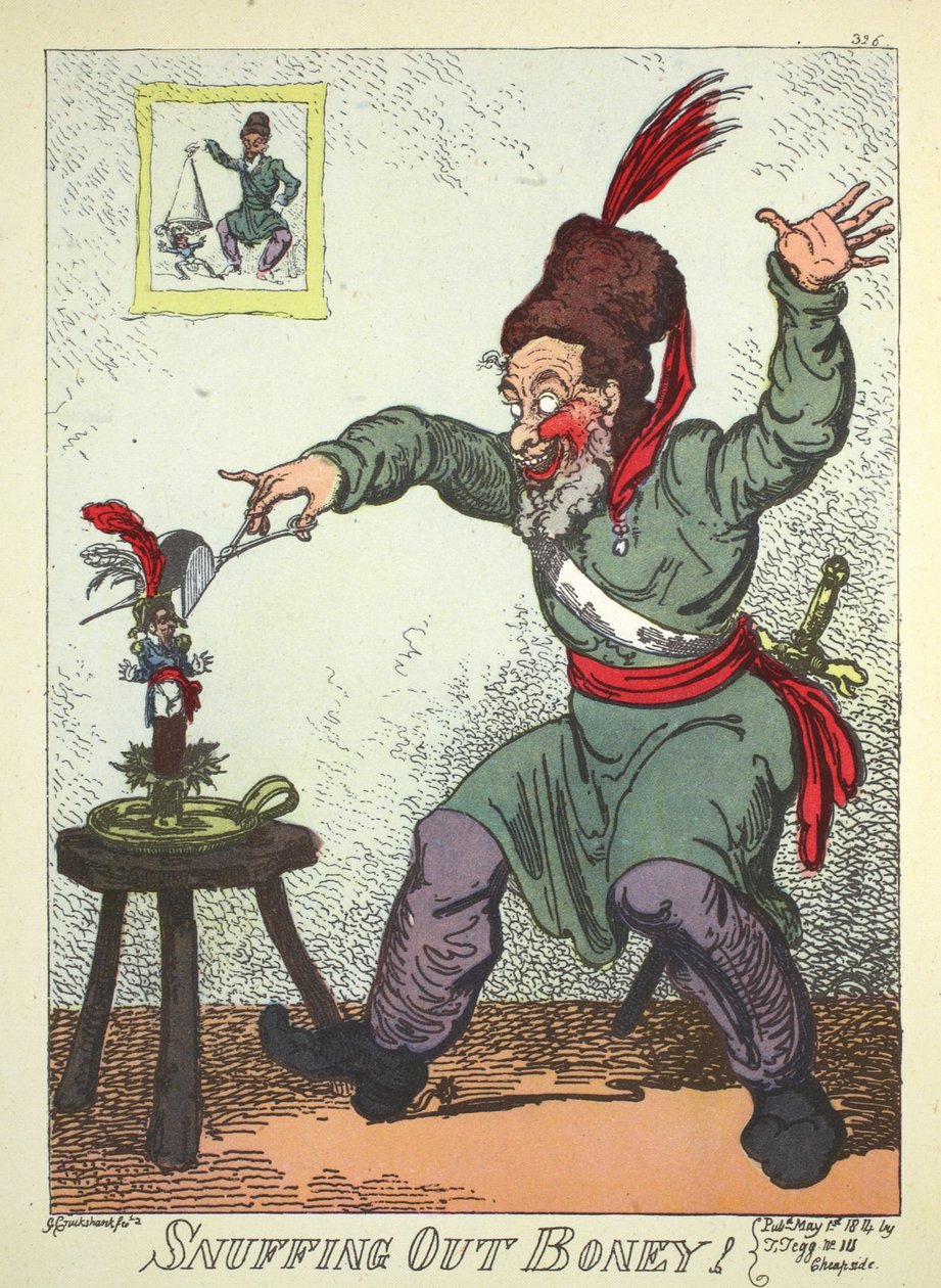 Snuser ut Boney, pub. av Thomas Tegg av George Cruikshank