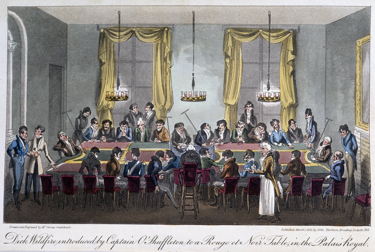 Spillebord på Palais Royal - i "" Life in Paris" av David Carey, London av George Cruikshank