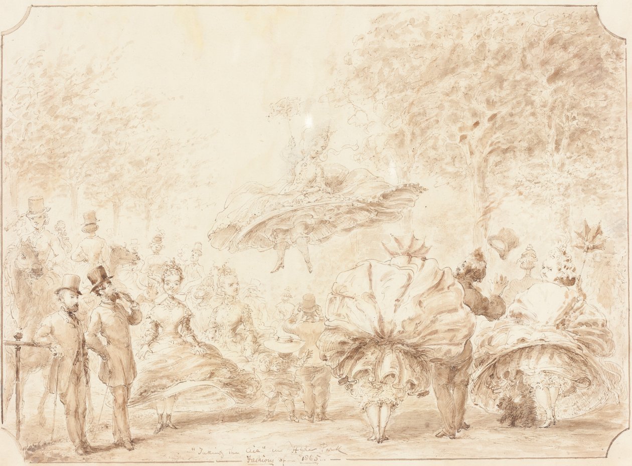 "Taking the Air" i Hyde Park [verso] av George Cruikshank