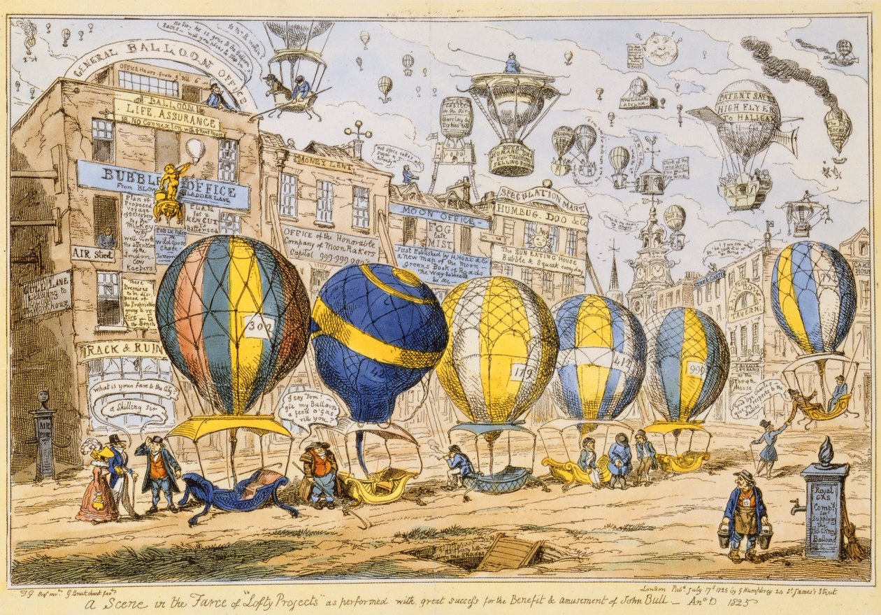 Taxiballonger, pub. av G. Humphrey, 1825 av George Cruikshank