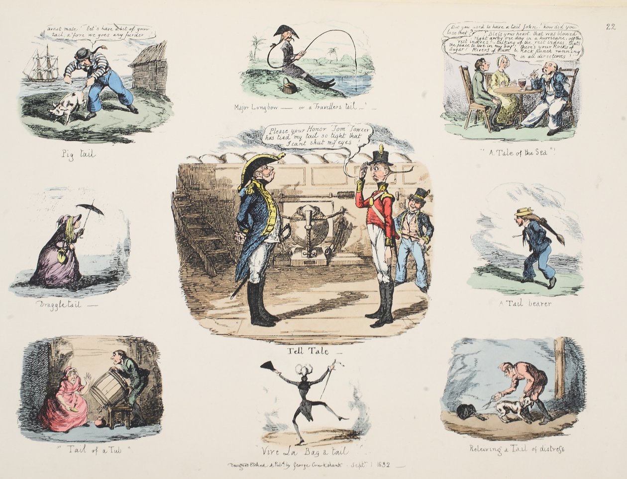 Tell Tale, pub. 1832 (håndfarget gravering av George Cruikshank
