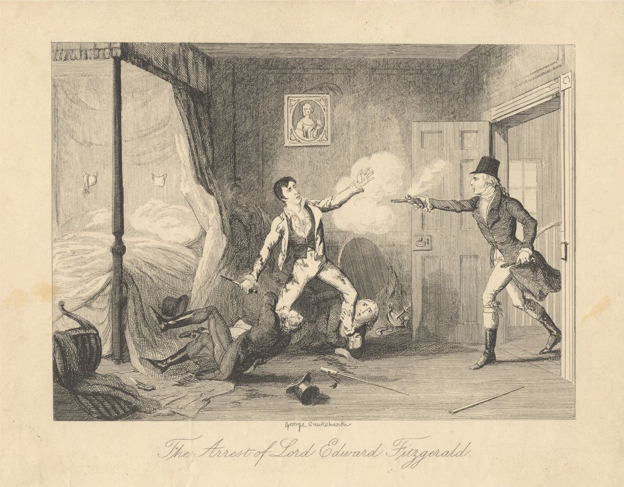 Arrestasjonen av lord Edward Fitzgerald av George Cruikshank
