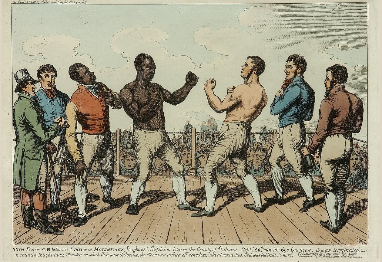 Kampen mellom Cribb og Molineaux (farget etsning) av George Cruikshank