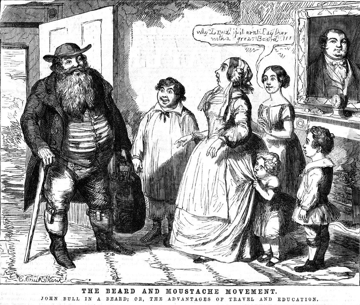 Skjegg- og bartebevegelsen, 1854 av George Cruikshank