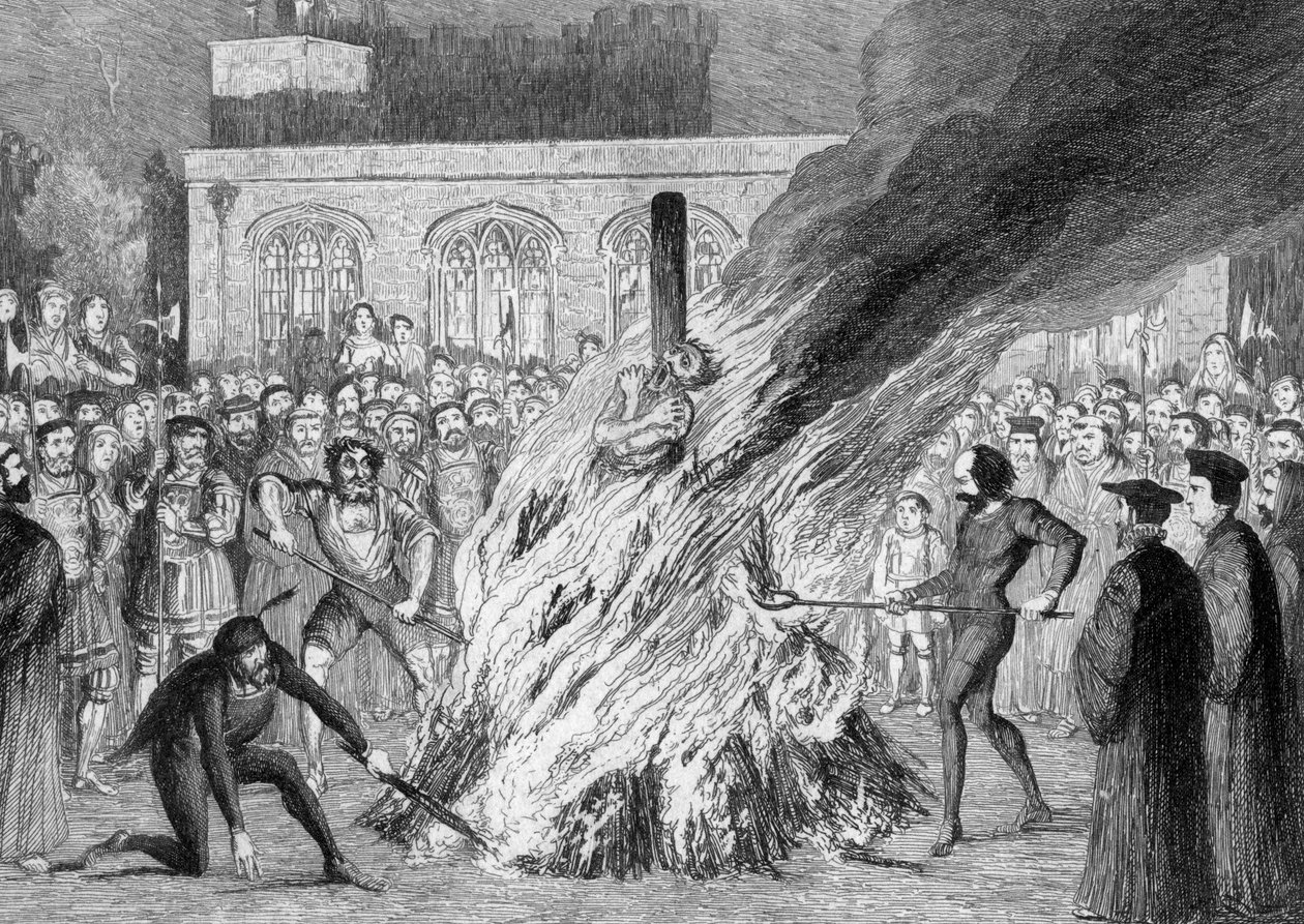 Brenningen av Edward Underhill på Tower Green, 1840 av George Cruikshank