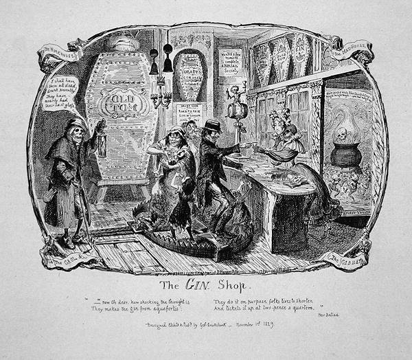 The Gin Shop, fra "Scraps and Sketches", del II, plate 3 av George Cruikshank