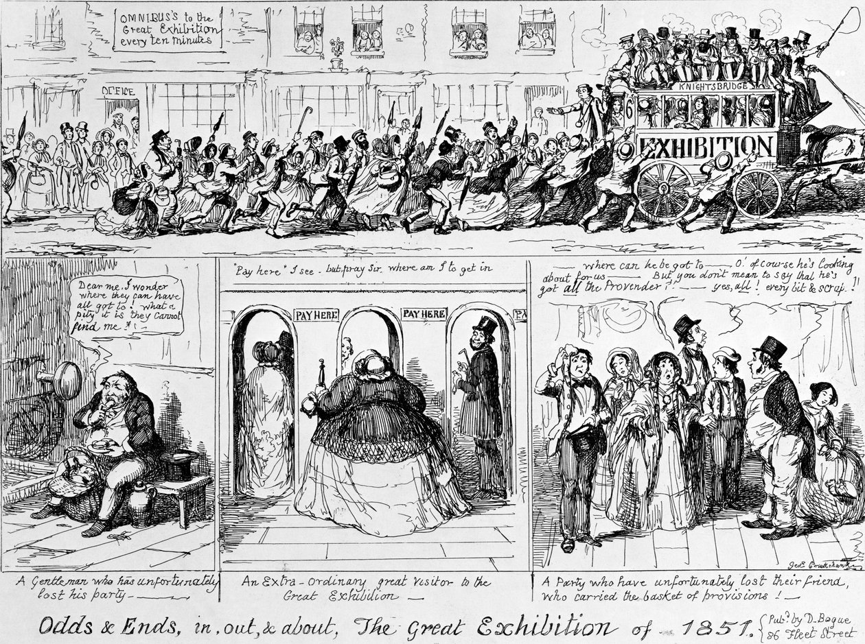 Den store utstillingen i 1851 i Hyde Park, London. av George Cruikshank
