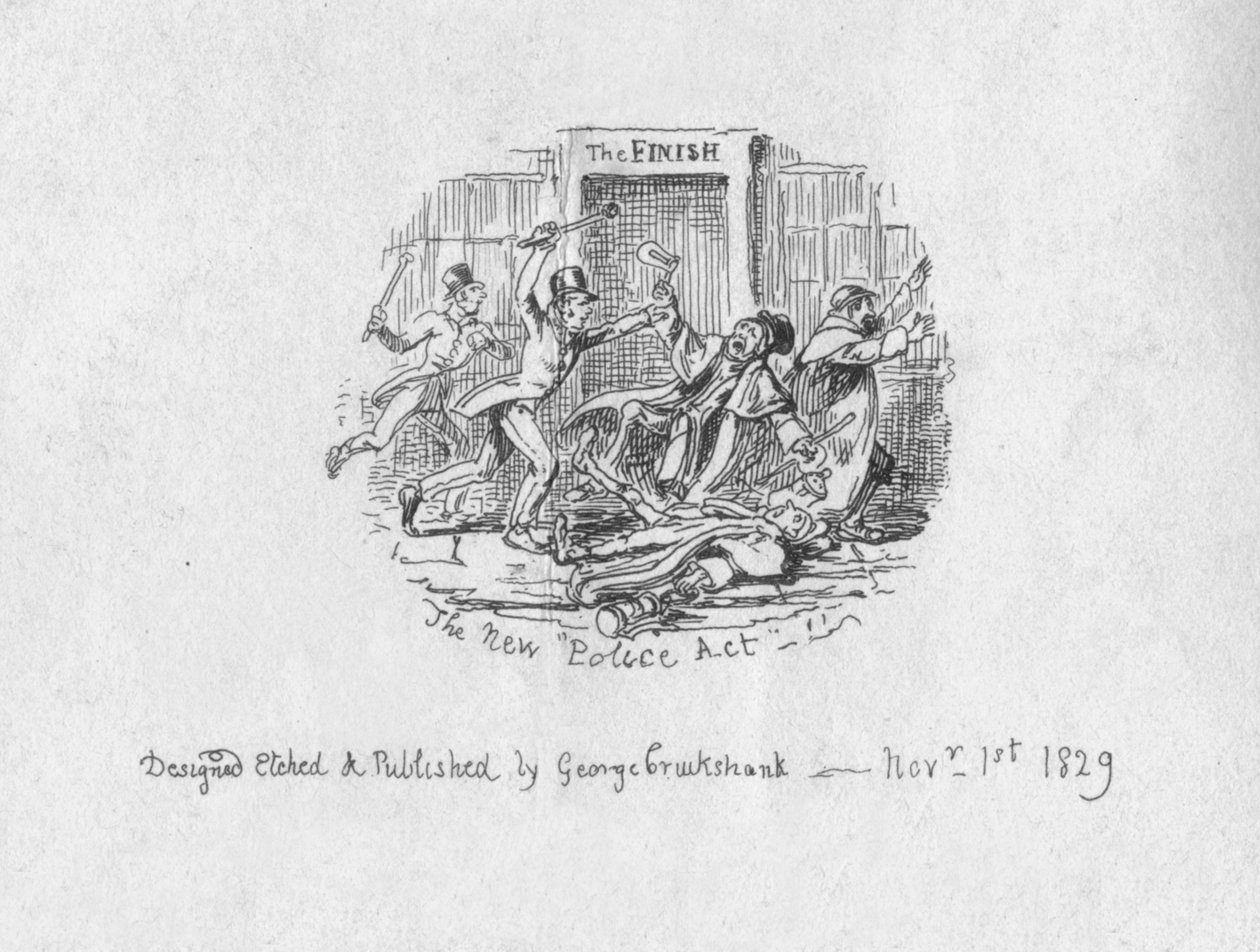 Den nye politiloven, 1829 av George Cruikshank