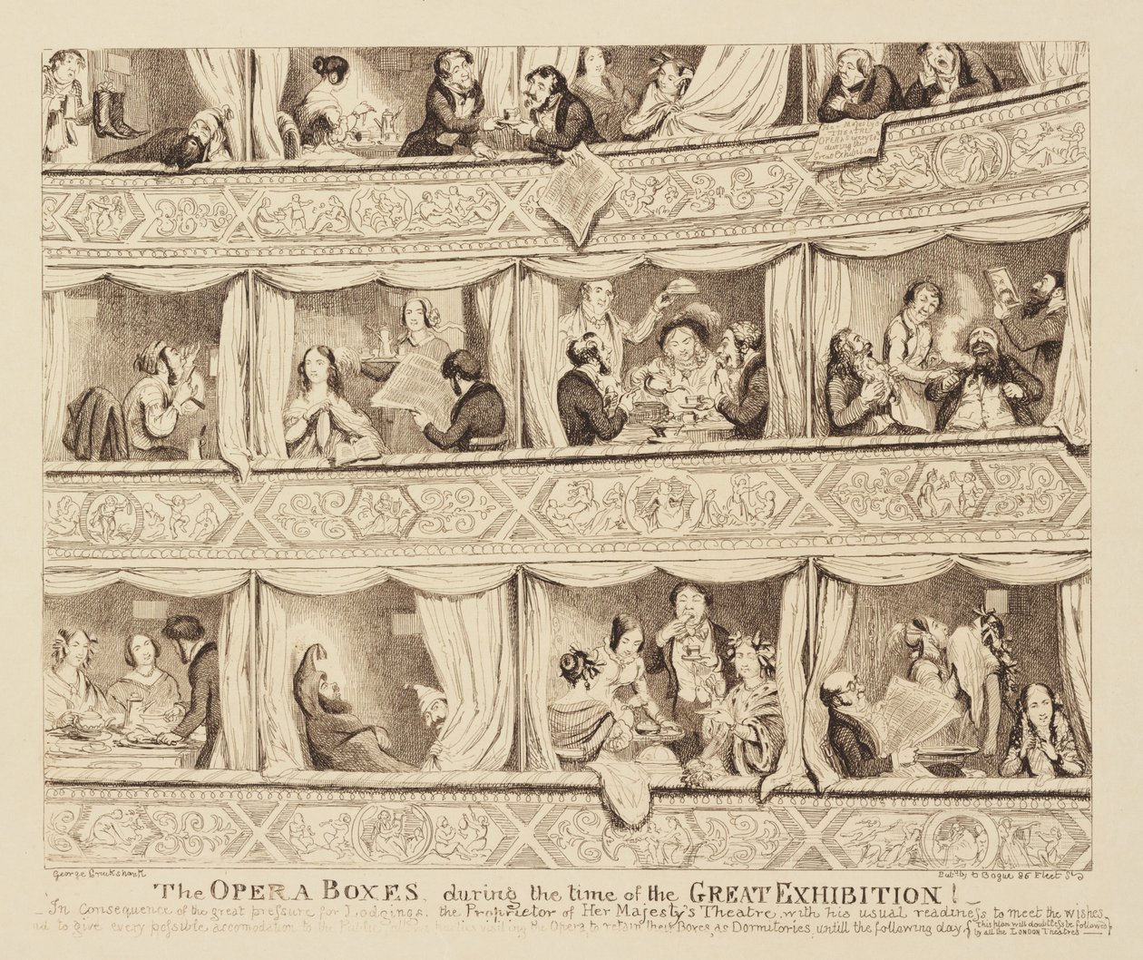 Operaboksene under den store utstillingens tid, 1851 av George Cruikshank