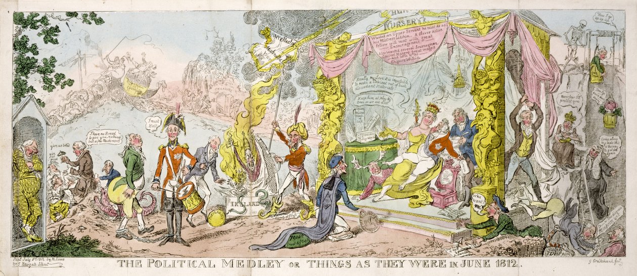 "The Political Medley" eller "Things as They Were in June 1812", pub. 1812 av George Cruikshank