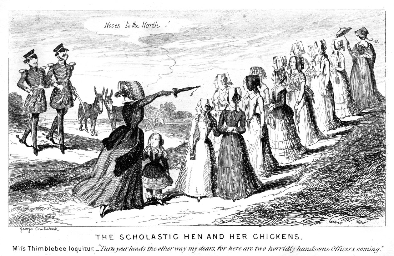 The Scholastic Hen and Her Chickens, 1800-tallet. av George Cruikshank