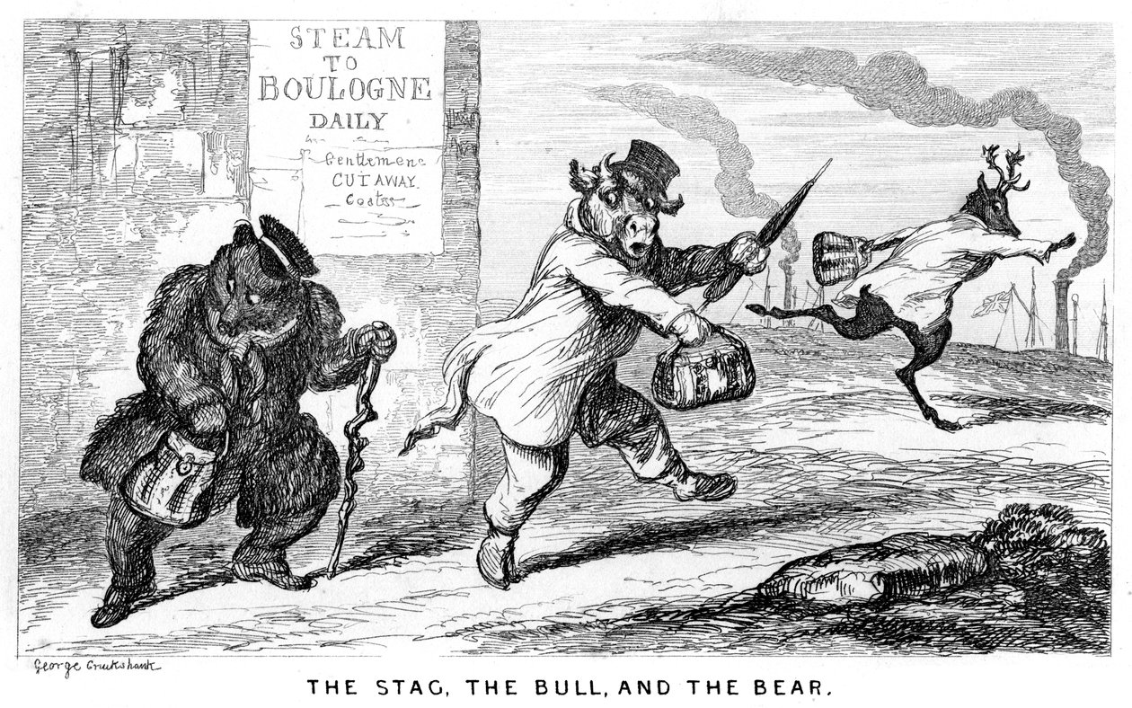 Hjorten, oksen og bjørnen, 1800-tallet. av George Cruikshank