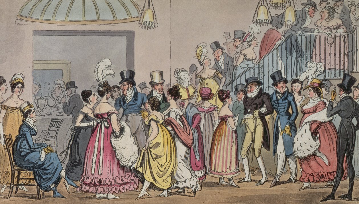 Tom og Jerry i salongen i Covent Garden, fra Life in London av Pierce Egan, 1821 (farget akvatint) av George Cruikshank