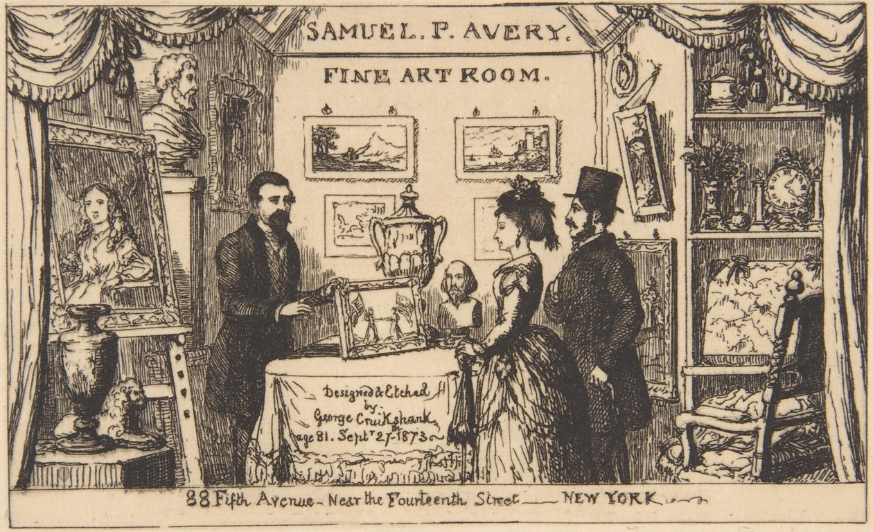 Reklamekort for Samuel P. Avery - Kunstsal av George Cruikshank