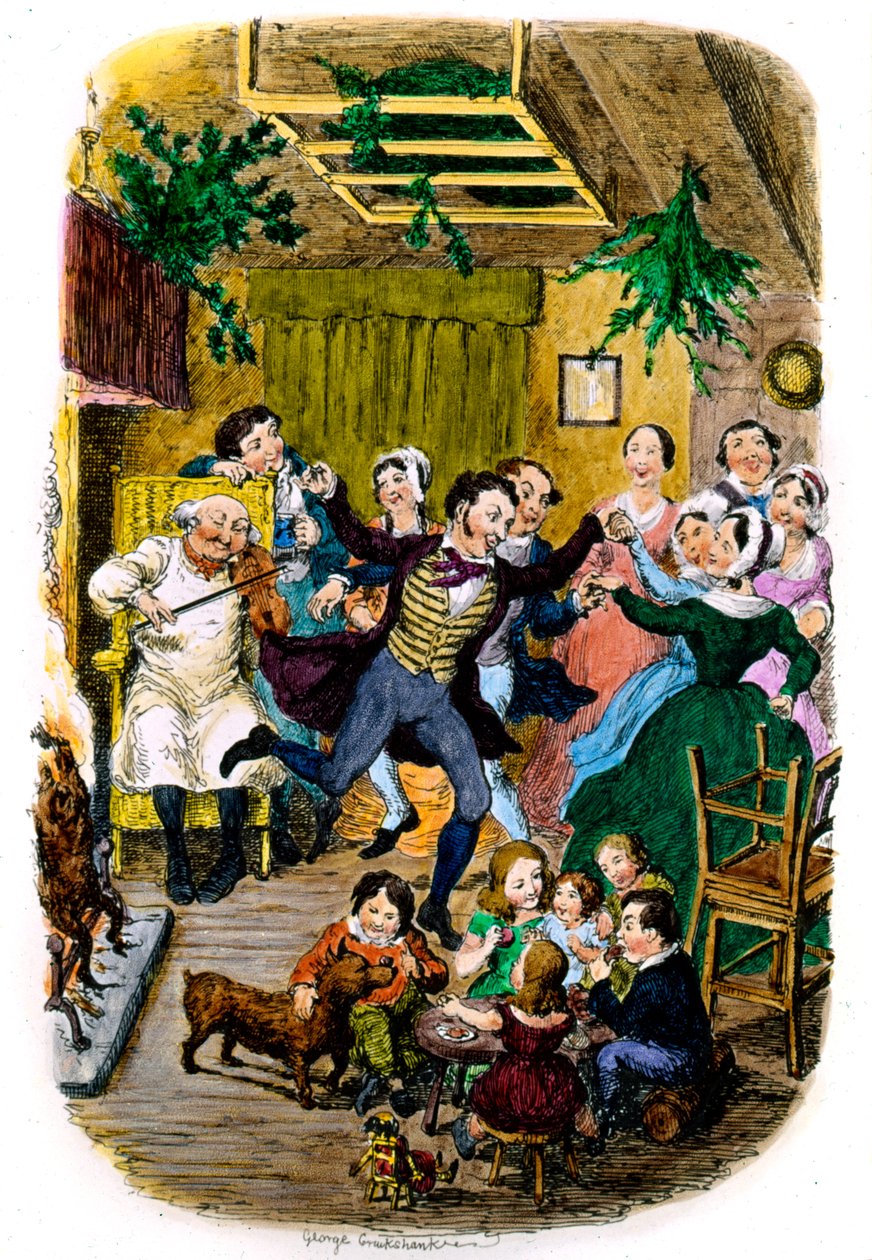 Viktoriansk julekort av George Cruikshank av George Cruikshank