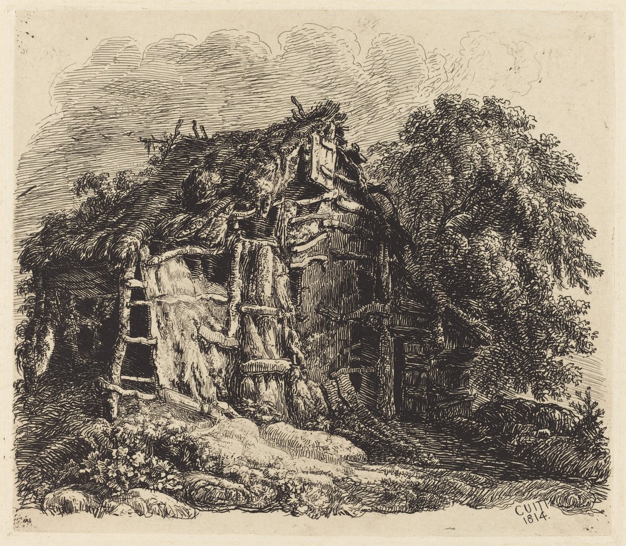 Welsh Hovel ved Machynllaeth av George Cuitt the Younger