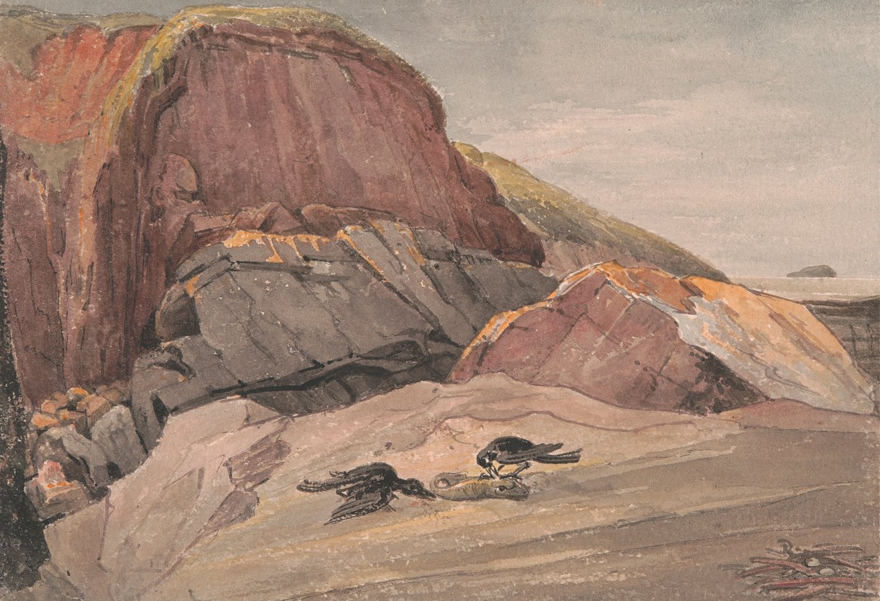 Nær Weston-Super-Mare med Steep Holme Island av George Cumberland