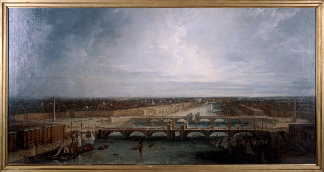 Double London Bridge foreslått for London, 1800. av George Dance