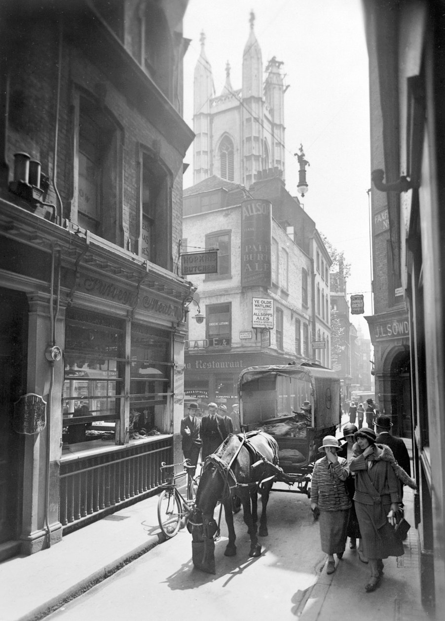 Bow Lane ser sørover, City of London, c1930 av George Davison Reid