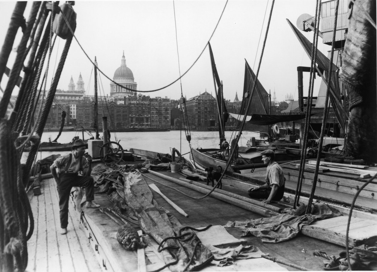 Men on a Thames barge, South Bank, Lambeth, London, tidlig på 1900-tallet av George Davison Reid