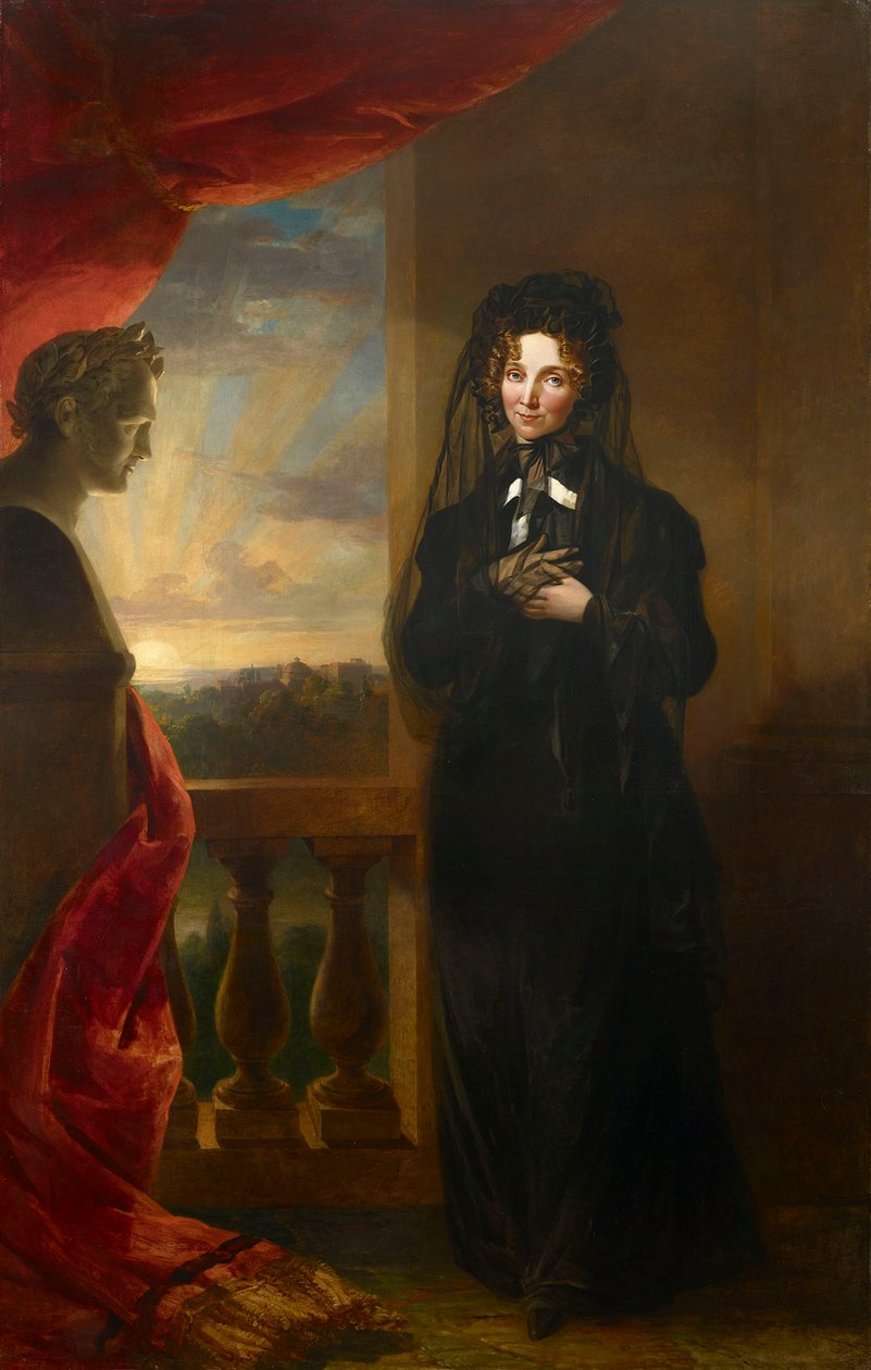 Portrett av keiserinne Elizabeth Alexeievna 1779-1826 i sørgekjole, etter 1825. av George Dawe