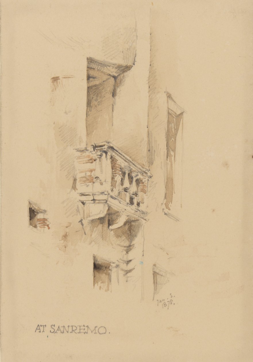 I San Remo, 3. januar 1878 (blyant og wc på papir) av George Douglas Tinling