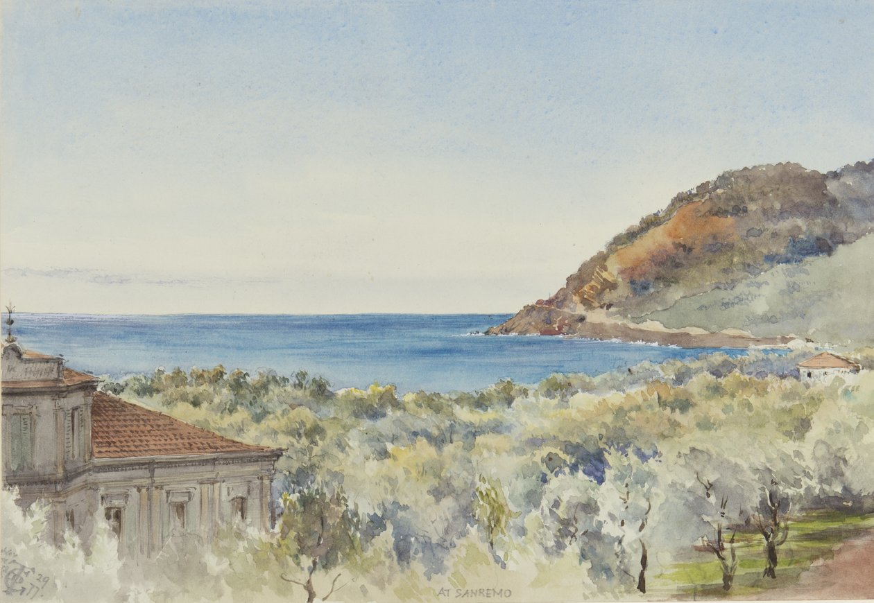 På San Remo ser vest, 29. november 1877 (wc på papir) av George Douglas Tinling