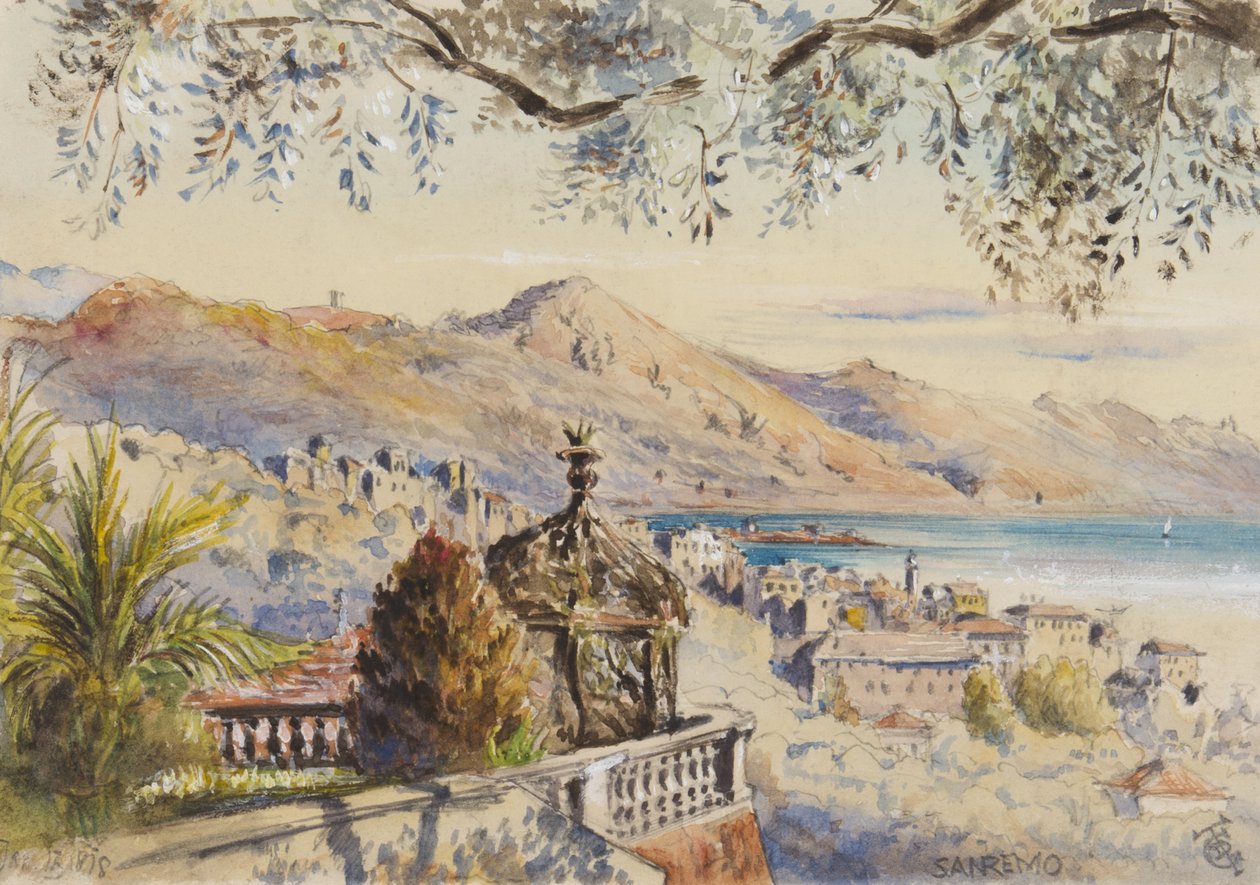 San Remo, 12. januar 1878 (wc på papir) av George Douglas Tinling