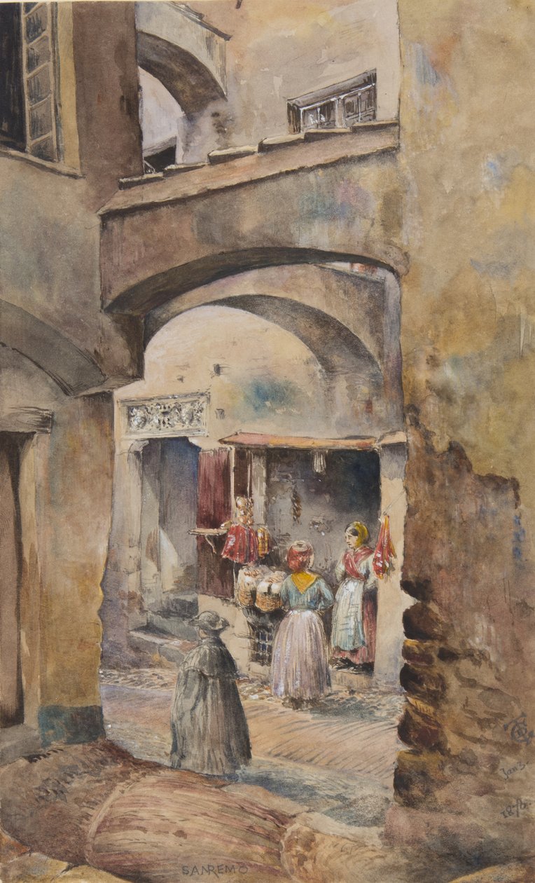 San Remo, 3. januar 1878 (wc på papir) av George Douglas Tinling