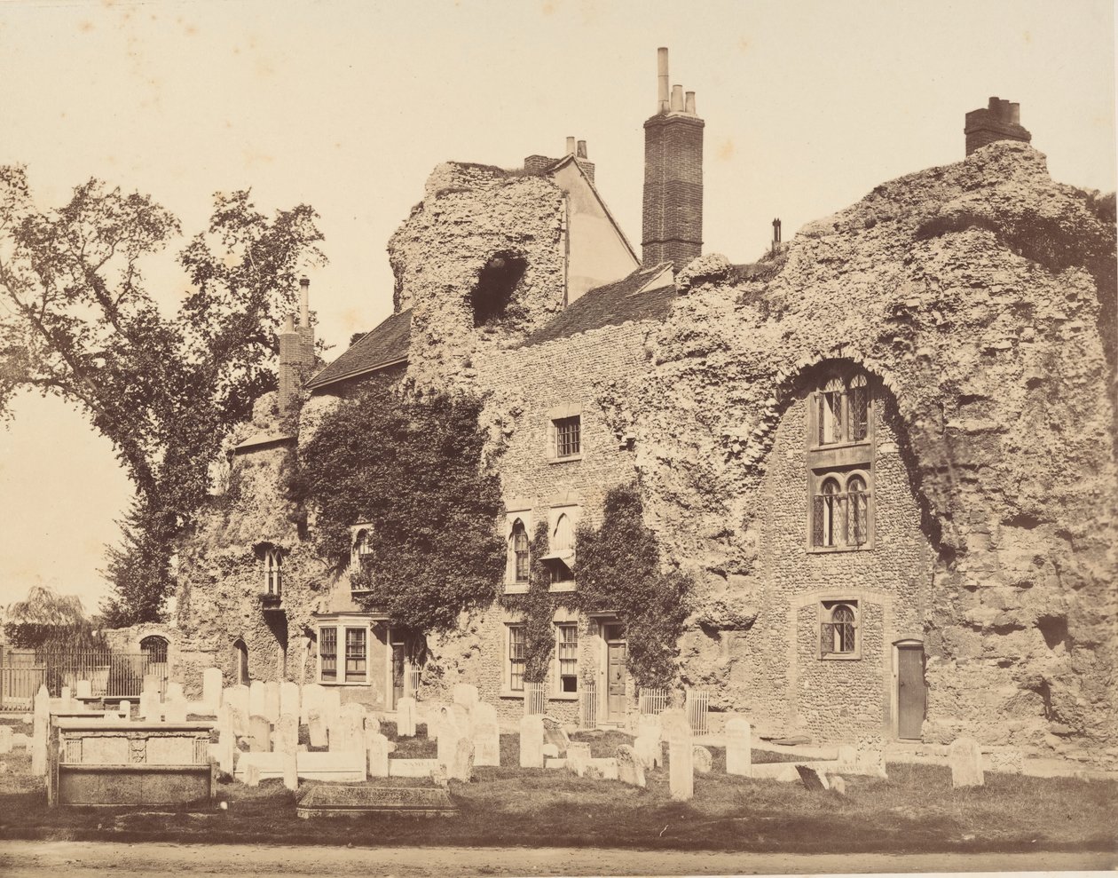 Rester av Abbey Church, Bury St. Edmunds, 1857. av George Downes