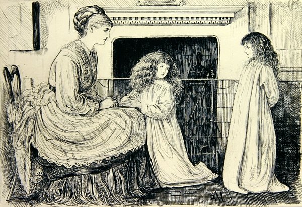 Barneillustrasjon (svart blekk på papir) av George du Maurier