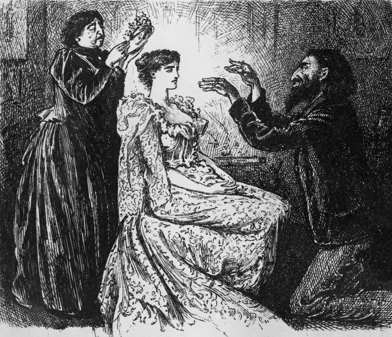 Hypnose av Trilby av Svengali, illustrasjon fra «Trilby» av George du Maurier av George Du Maurier