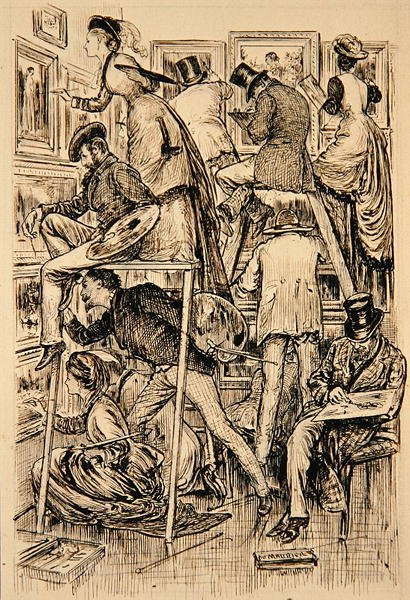 Ferniseringsdag på Royal Academy av George du Maurier