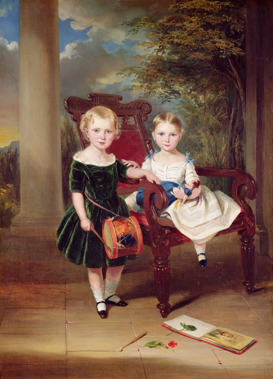 Portrett av to barn, Herbert og Rose, 1844 av George Duncan Beechey