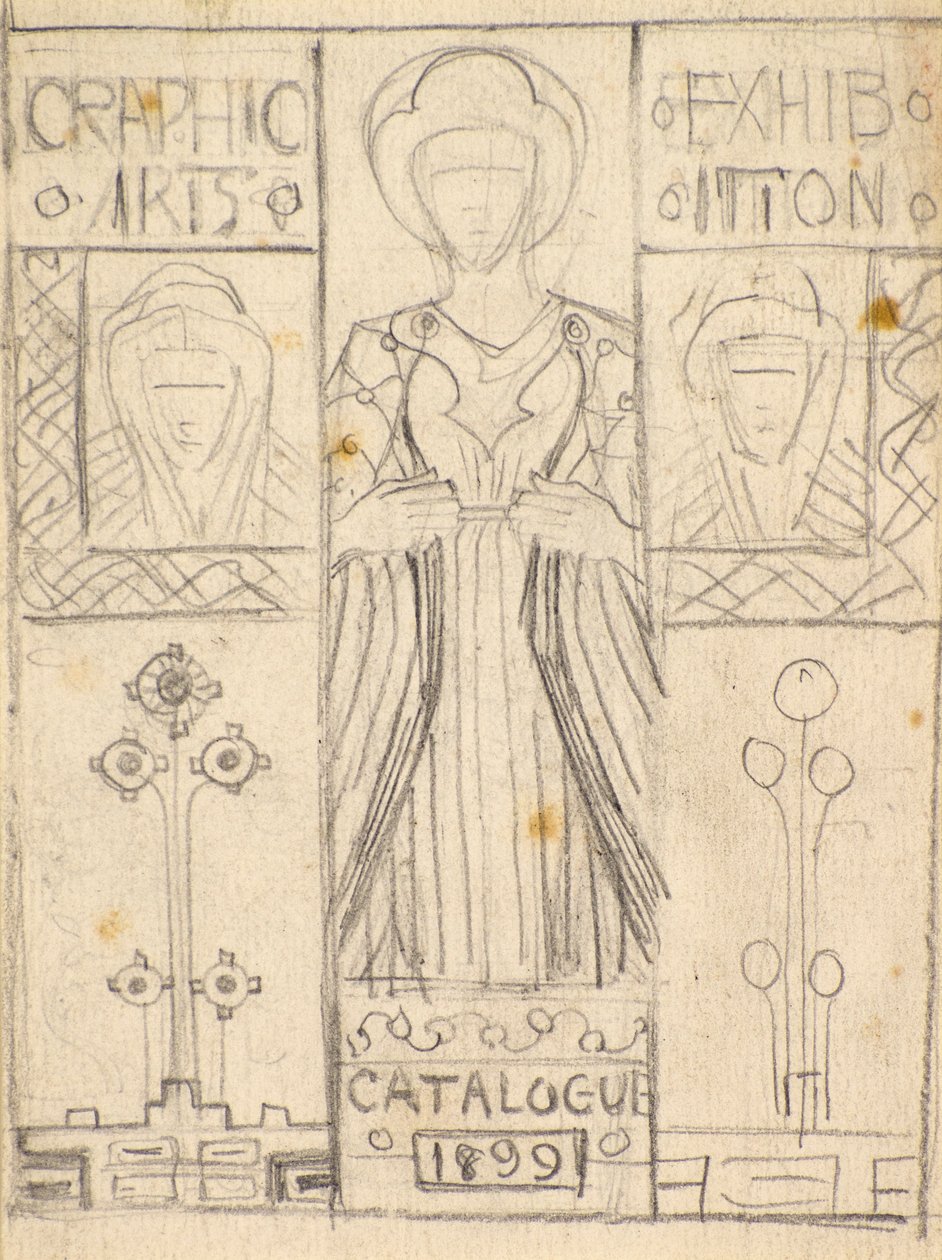 Design for Dundee Graphic Arts Association Katalogomslag [Blyant] av George Dutch Davidson