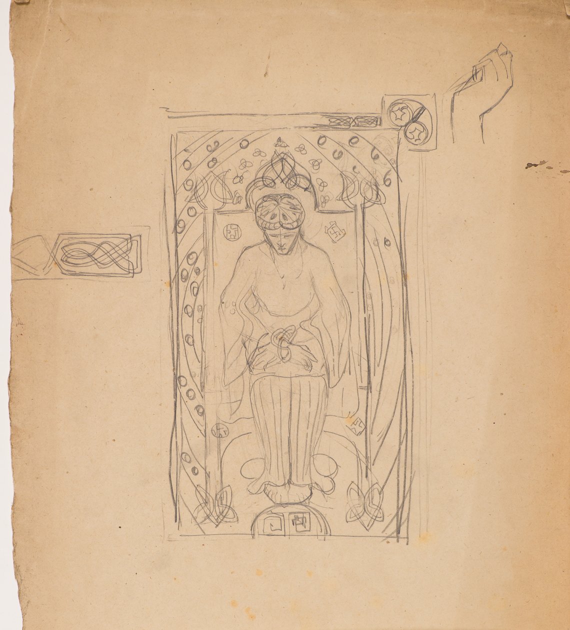 Studie [Figur sittende i en bue] av George Dutch Davidson