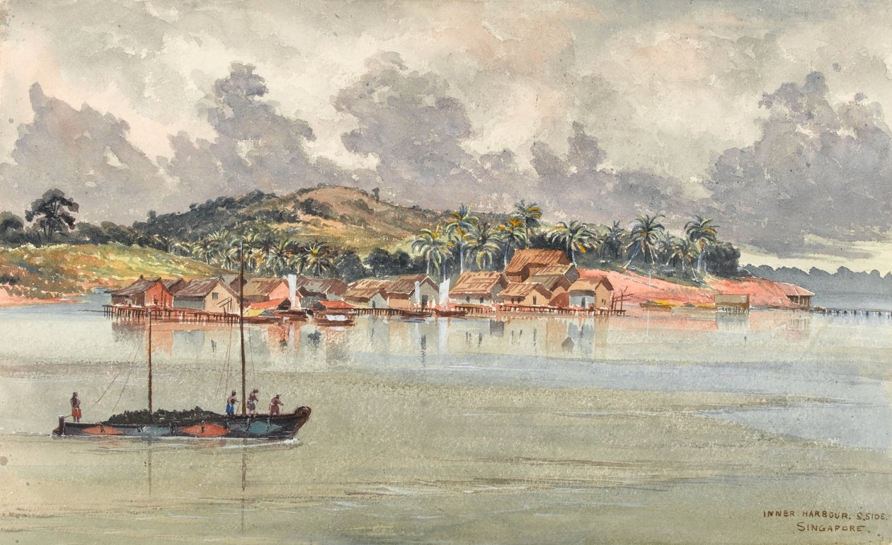 Inner Harbour, S Side, Singapore, ca. 1859-62 (akvarell) av George E.L.S. Sanford