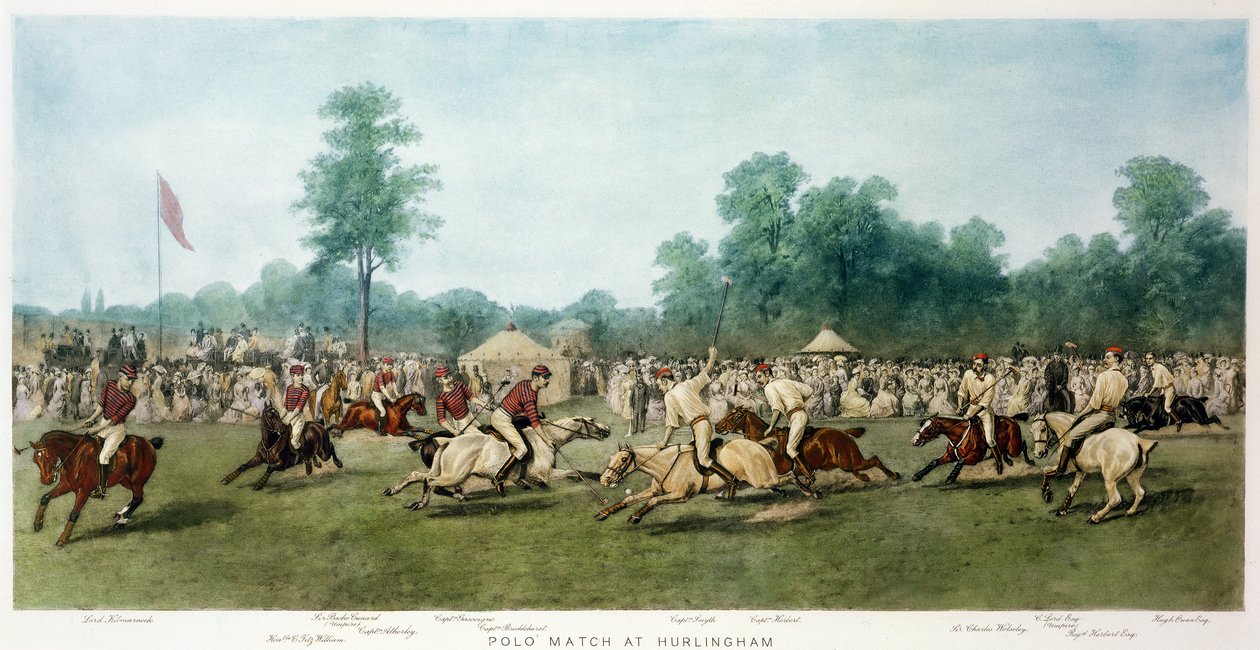Polokamp på Hurlingham Mellom Horse Guards (Blue) og Monmouthshire Team, 7. juli 1877 av George Earl