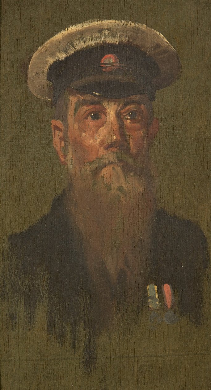 Portrett av J. Brooks, 6. Dragoons, ca. 1920 (olje på panel) av George Edmund Butler