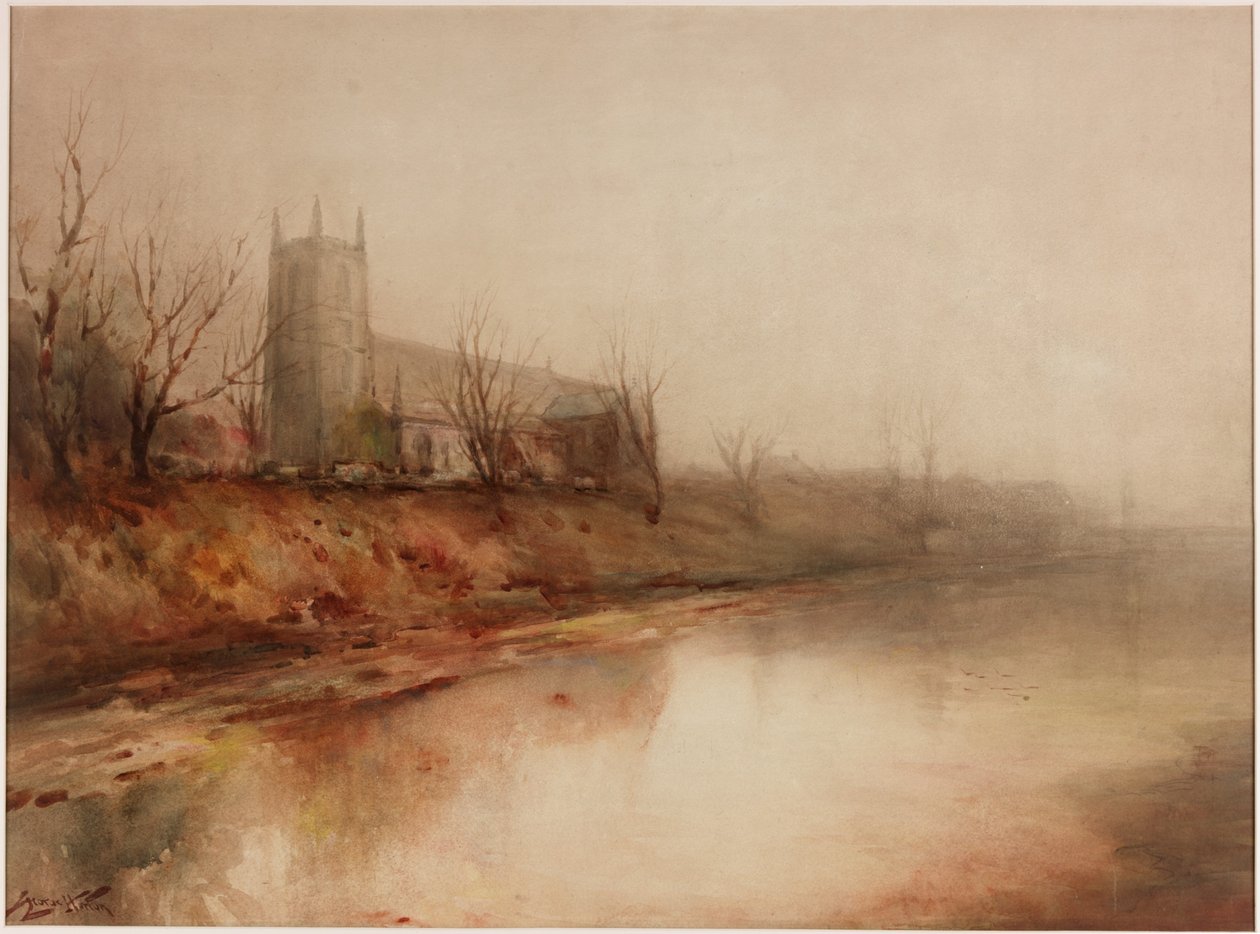 Høst - Hurworth on Tees (blyant og akvarell om bord) av George Edward Horton