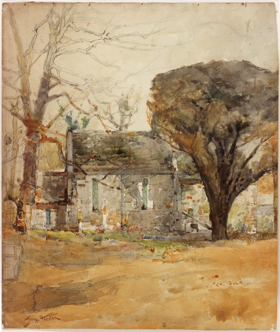 Delaval Chapel (kull, blyant og akvarell på papir) av George Edward Horton