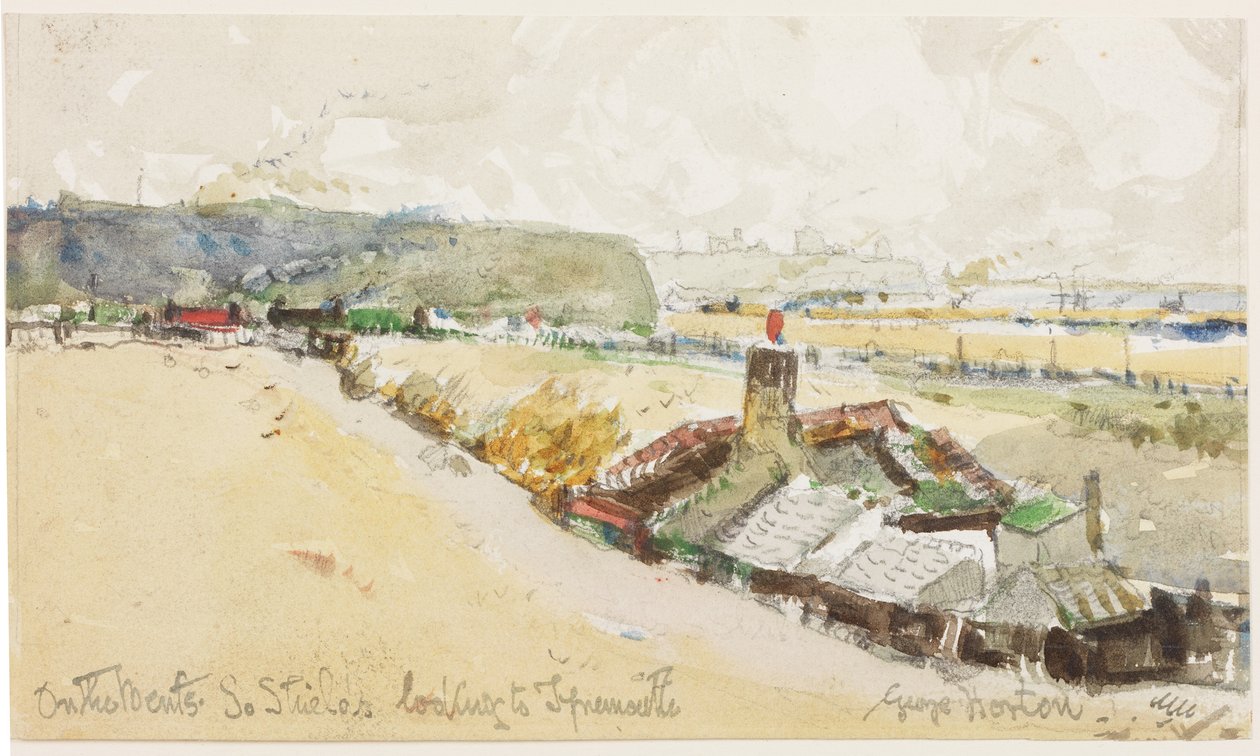 On the Bents, South Shields, Looking to Tynemouth (blyant og akvarell på papir) av George Edward Horton